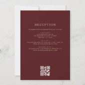 Invitation QR Code Elegant Bourgogne Mariage Monogramme Or (Dos)