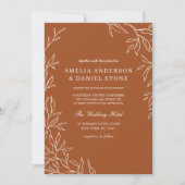 Invitation QR Code Elegant Burnt Orange Minimal Mariage feuil (Devant)