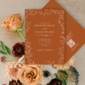 Invitation QR Code Elegant Burnt Orange Minimal Mariage feuil