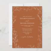 Invitation QR Code Elegant Burnt Orange Minimal Mariage feuil (Devant)