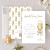 Invitation QR Code Elegant Champagne Chic Bow Bridal Luncheon