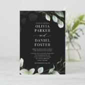 Invitation QR Code Elegant Eucalyptus Black Photo Mariage (Debout devant)
