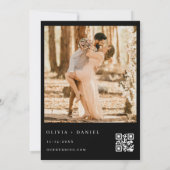 Invitation QR Code Elegant Eucalyptus Black Photo Mariage (Dos)