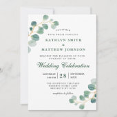 Invitation QR Code Elégant Eucalyptus Mariage de verdure (Devant)