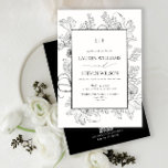 Invitation QR Code Élégant Monogramme noir Floral Mariage<br><div class="desc">Ce Faire-part de mariage Floral Noir de QR Code est l'exemple de sophistication et de style intemporel, offrant un mélange harmonieux d'élégance traditionnelle et de commodité moderne. L'étonnante ligne florale noire qui encadre l'invitation renforce sa beauté minimaliste, tandis que le monogramme au sommet ajoute une touche personnalisée et intime. Ce...</div>