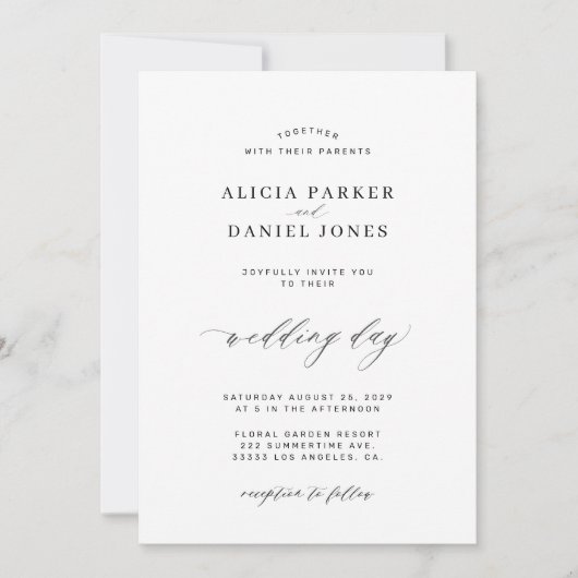 Invitation QR CODE élégant simple mariage noir et blanc (Devant)