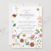 Invitation QR Code Élégante Fleurs de Jardin Mariage Floral (Devant)