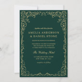 Invitation QR Code Emerald Green Gold Minimal Mariage (Devant)
