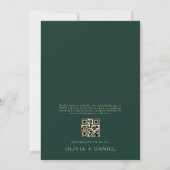 Invitation QR Code Emerald Green Monogram Mariage feuille (Dos)