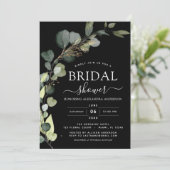 Invitation QR Code Eucalyptus Black Fête des mariées moderne (Debout devant)