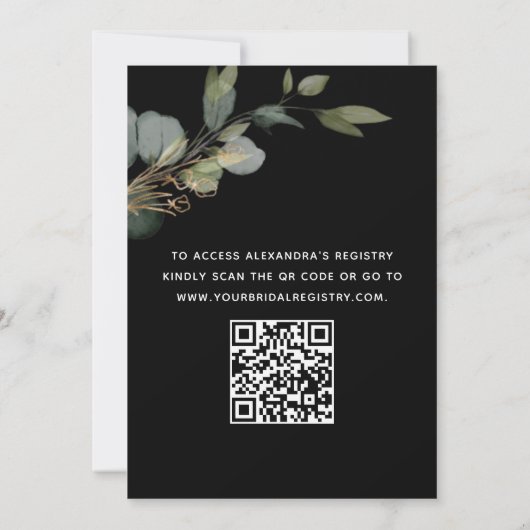Invitation QR Code Eucalyptus Black Fête des mariées moderne (Dos)