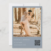 Invitation QR Code Eucalyptus Dusty Mariage photo bleu (Dos)