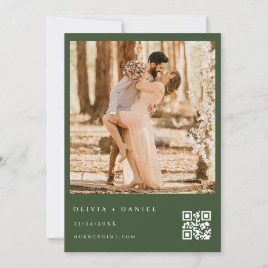 Invitation QR Code Eucalyptus Photo Mariage de verdure (Dos)