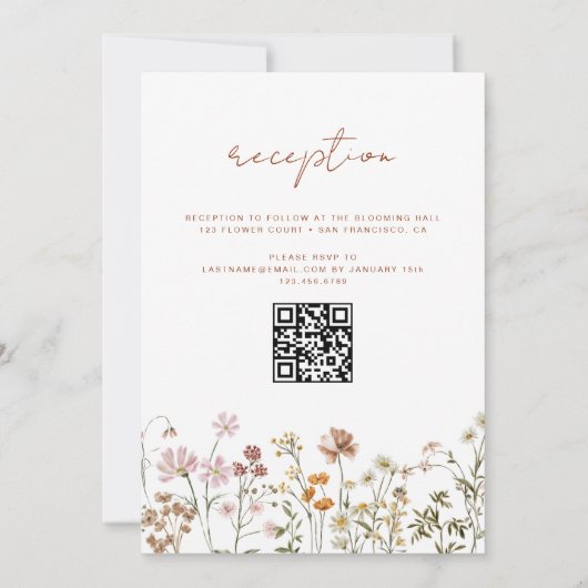 Invitation QR Code Fleur sauvage Baptême Jardin En Fleur (Dos)