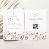 Invitation QR Code Fleur sauvage Baptême Jardin En Fleur