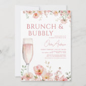 Invitation QR Code Floral Brunch et Fête des mariées Bubbly (Devant)
