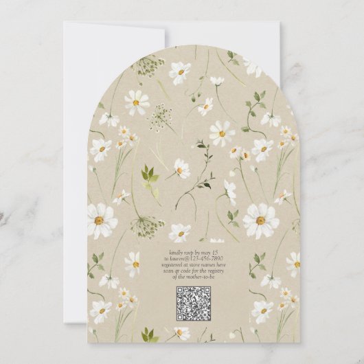 Invitation QR Code Floral Daisy Baby in Bloom Rustic Shower (Dos)