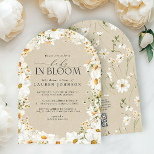 Invitation QR Code Floral Daisy Baby in Bloom Rustic Shower