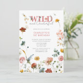 Invitation QR Code Floral Rose Wild & Onederday 1er anniversa (Debout devant)
