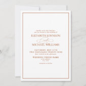 Invitation QR Code Formal Burnt Orange Classic Script Mariage (Devant)