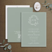 Invitation QR Code Formal Sage Vert Poirier Monogramme