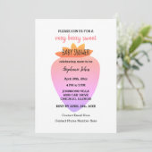 Invitation QR Code Fraise Baby shower rose Bébé fille (Debout devant)