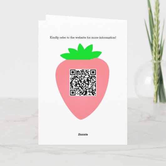 Invitation QR Code Fraise Bébé Baby shower fille Fille (Dos)