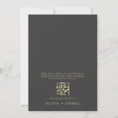 Invitation QR Code Gris de Charbon et Mariage de feuille mini (Dos)