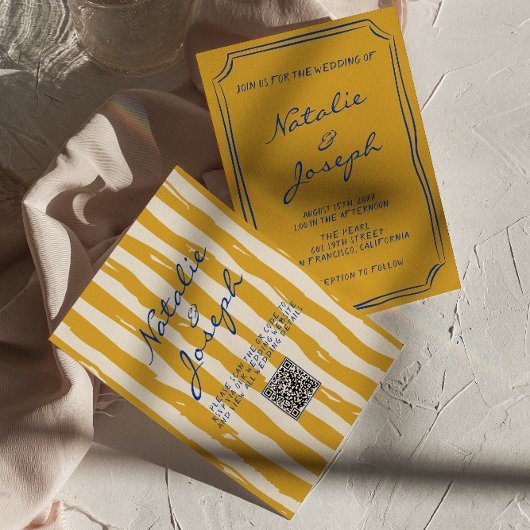 Invitation QR Code Italien Main Écrits Mariage