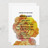 Invitation QR Code Jaune Orange Blanc Floral Rose Mariage (Devant / Derrière)