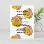 Invitation QR Code Jaune Orange Floral Rose Mariage Boho (Debout devant)