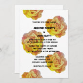 Invitation QR Code Jaune Orange Floral Rose Mariage Boho (Devant / Derrière)