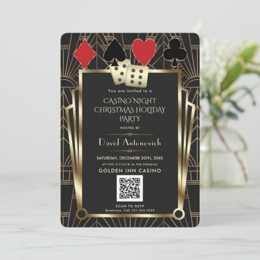 Invitation QR Code Las Vegas Casino Nuit Noël Fête I (Debout devant)
