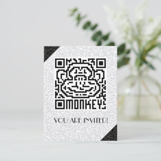 Invitation QR Code le singe (Debout devant)