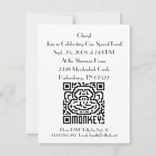 Invitation QR Code le singe (Dos)