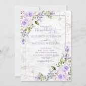 Invitation QR Code Lilac Lavender Gold Marble Floral Mariage (Devant)