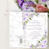 Invitation QR Code Lilac Lavender Gold Marble Floral Mariage
