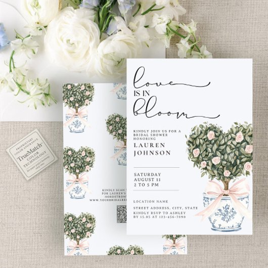 Invitation QR Code Love in Bloom Chinoiserie Bridal Shower