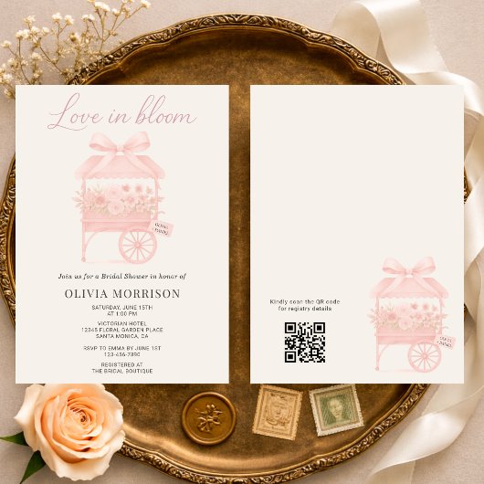 Invitation QR Code Love in Bloom Flower Market Bridal Shower