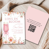 Invitation QR Code Love in Bloom Pink Bow Fête des mariées