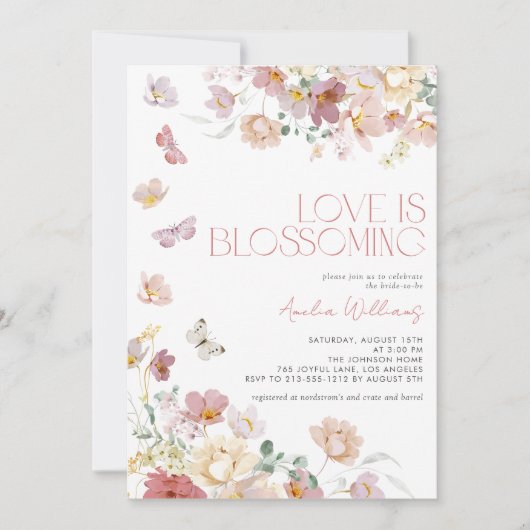 Invitation QR Code Love is Blossoming Pink Bridal Shower (Devant)