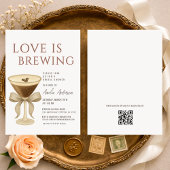 Invitation QR Code Love is Brewing Martini Bridal Shower