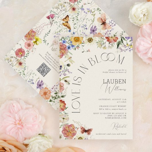 Invitation QR Code Love Is In Bloom Wildflower Bridal Shower