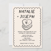 Invitation QR Code main écrit Cake tiré Quirky Mariage (Devant)