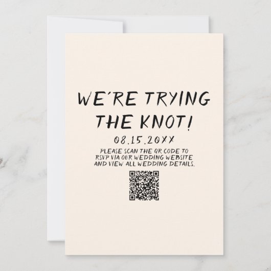 Invitation QR Code main écrit Cake tiré Quirky Mariage (Dos)