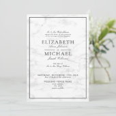 Invitation QR Code Marbre noir blanc Mariage de script classi (Debout devant)