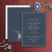 Invitation QR Code Marine Bleu Classic Script Mariage Invitat