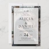 Invitation QR code modern simple typography 2 photo wedding (Devant)