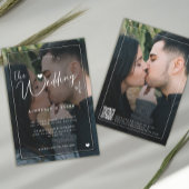 Invitation QR CODE moderne 2 photo superposition mariage noir