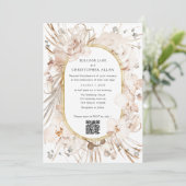 Invitation QR code moderne beige floral jardin mariage (Debout devant)